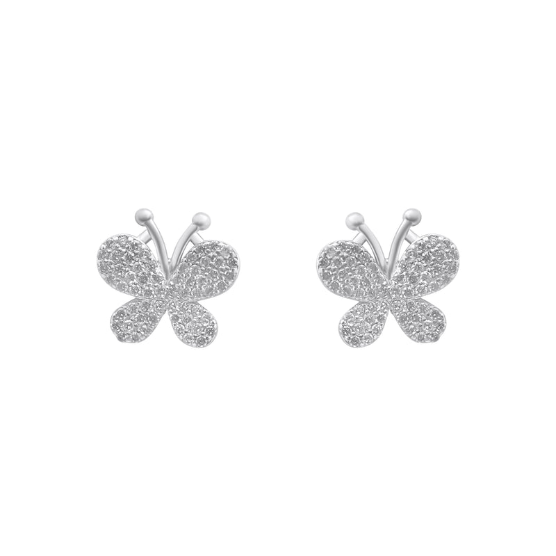 Sterling Silver CZ Butterfly Earrings