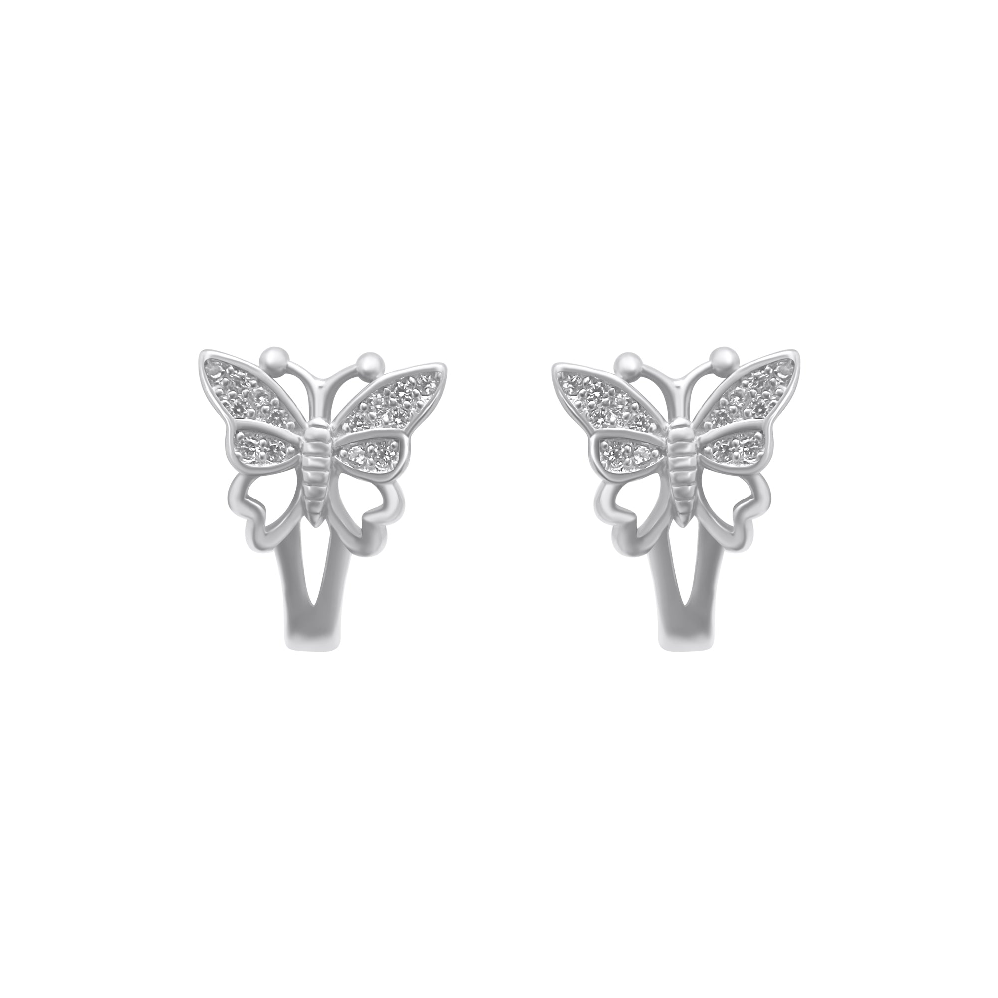 Sterling Silver Butterfly Lever Back Earrings