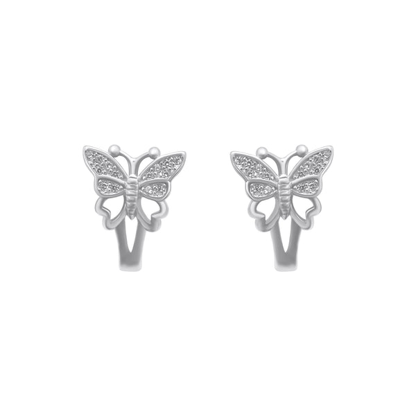 Sterling Silver Butterfly Lever Back Earrings