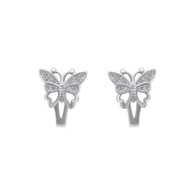 Sterling Silver Butterfly Lever Back Earrings