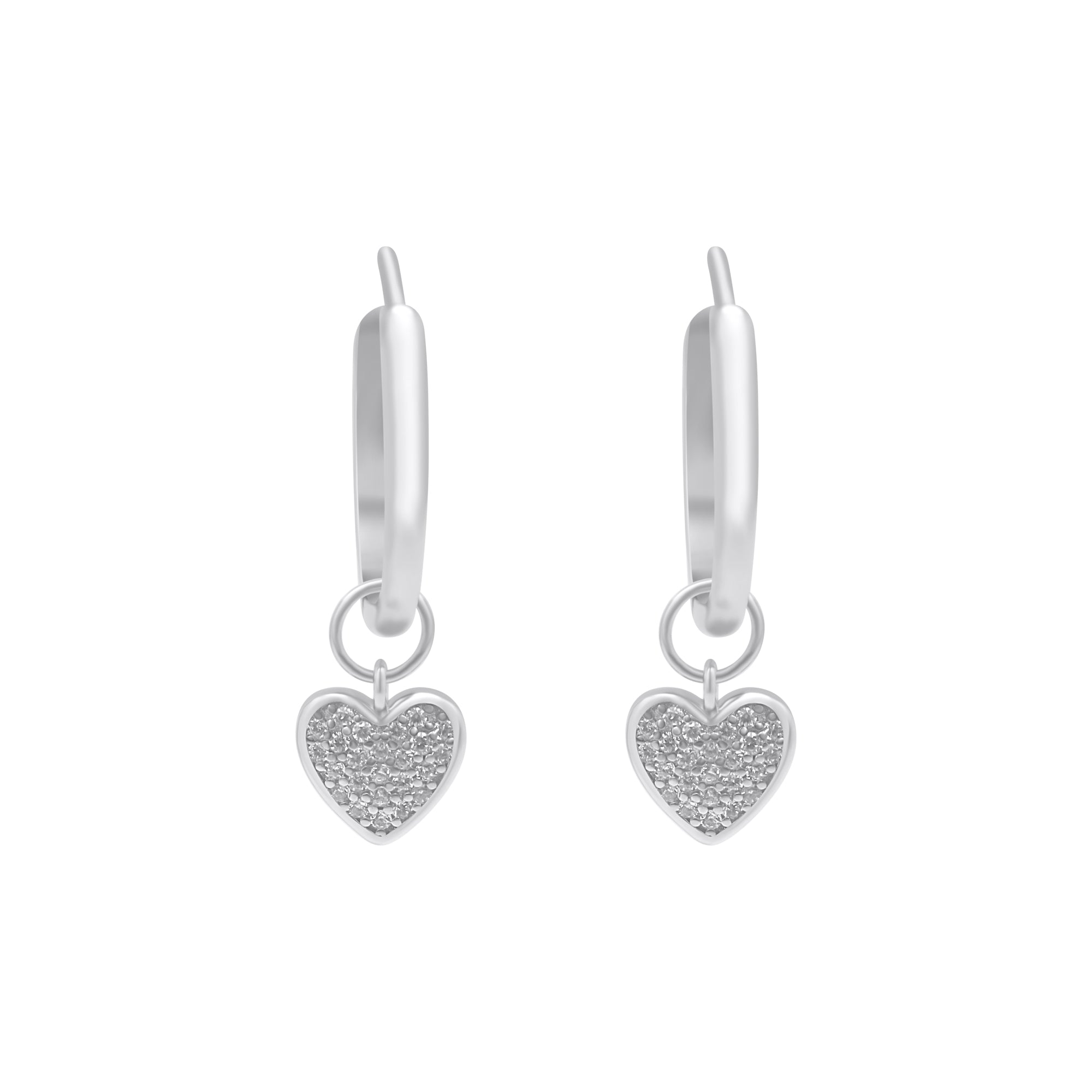 Sterling Silver Heart Charm Hoops