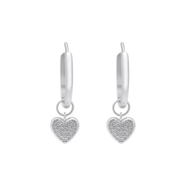 Sterling Silver Heart Charm Hoops