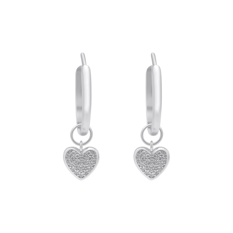 Sterling Silver Heart Charm Hoops