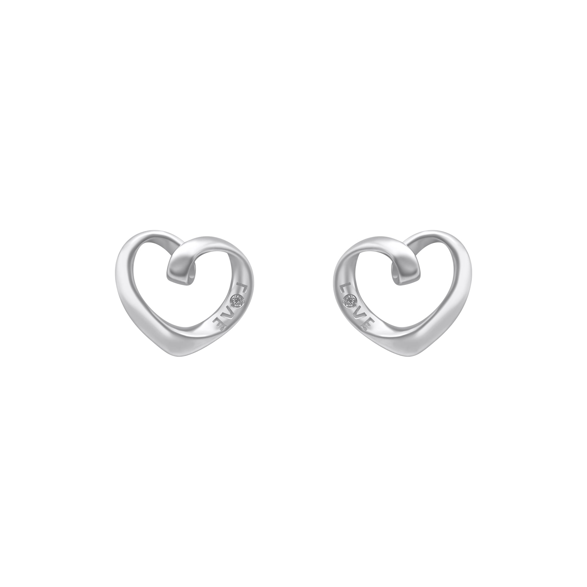 Sterling Silver Heart Love Studs