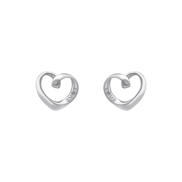 Sterling Silver Heart Love Studs