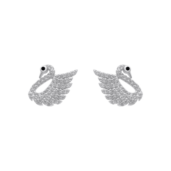 Sterling Silver Swan Studs