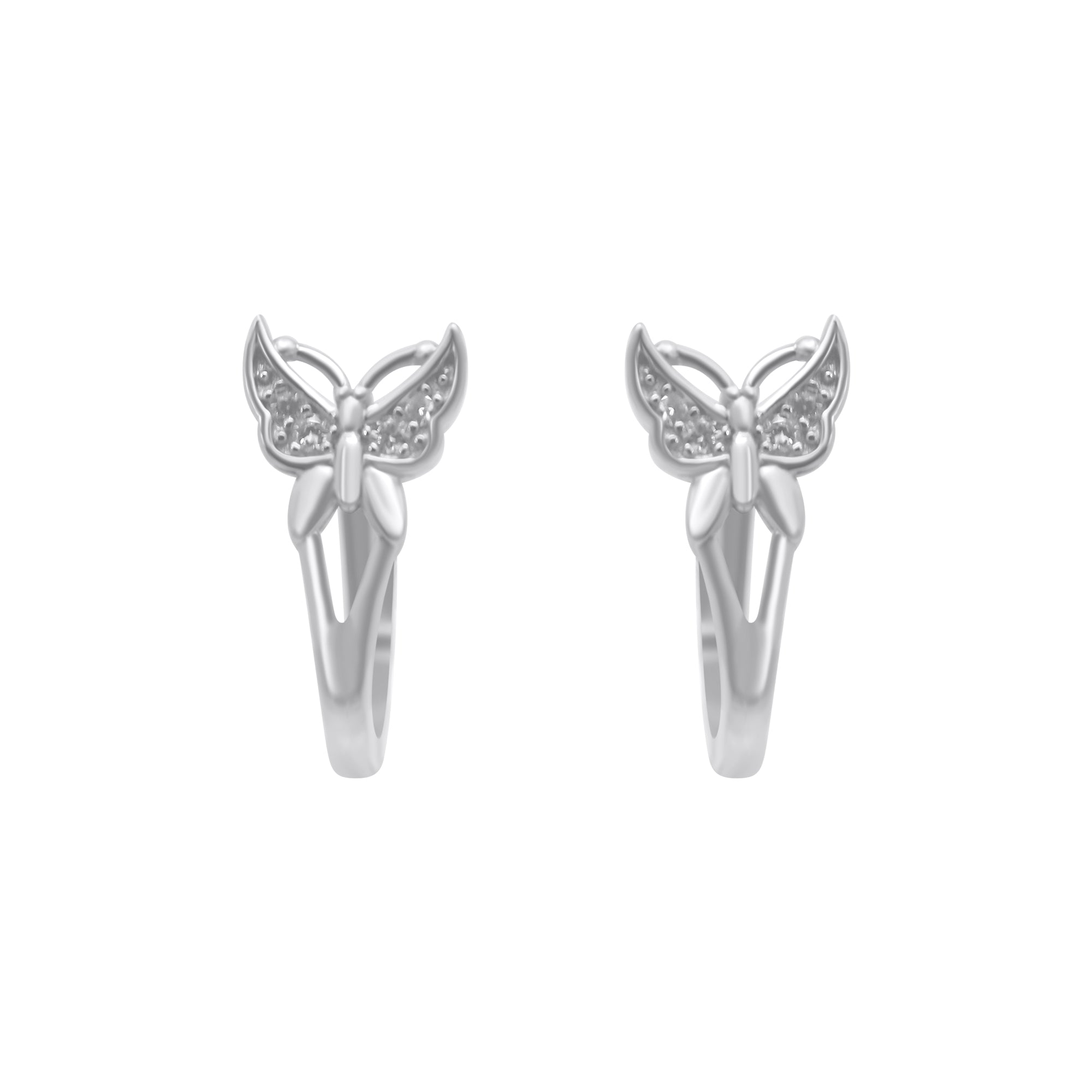 Sterling Silver Butterfly Lever Back Earrings