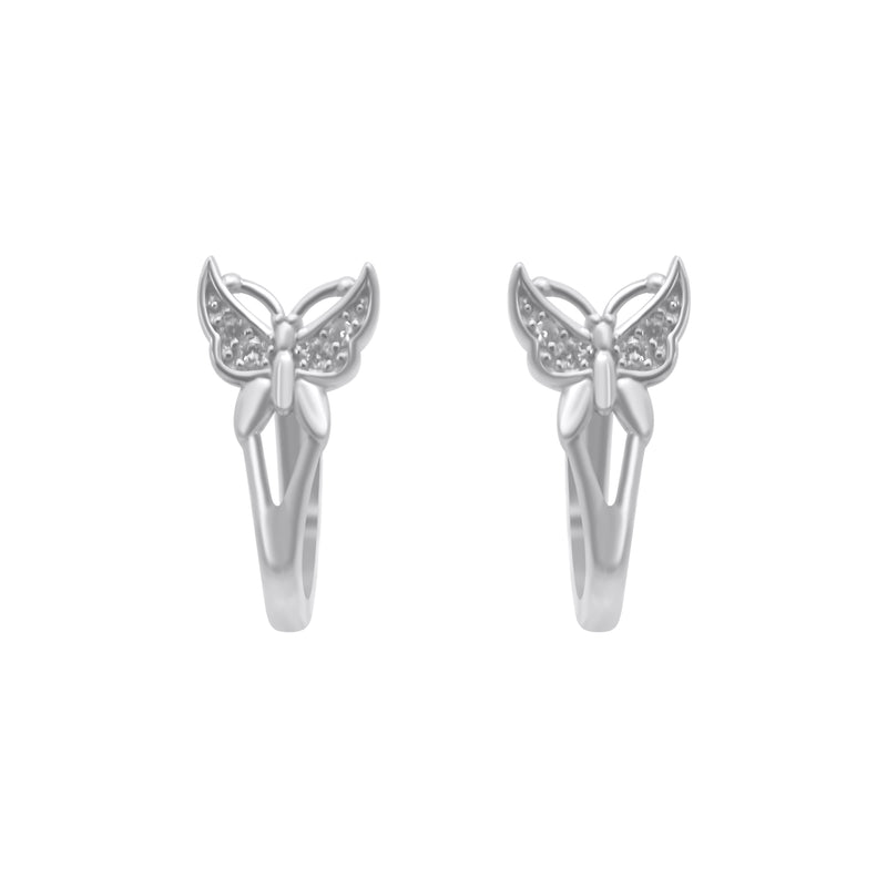 Sterling Silver Butterfly Lever Back Earrings