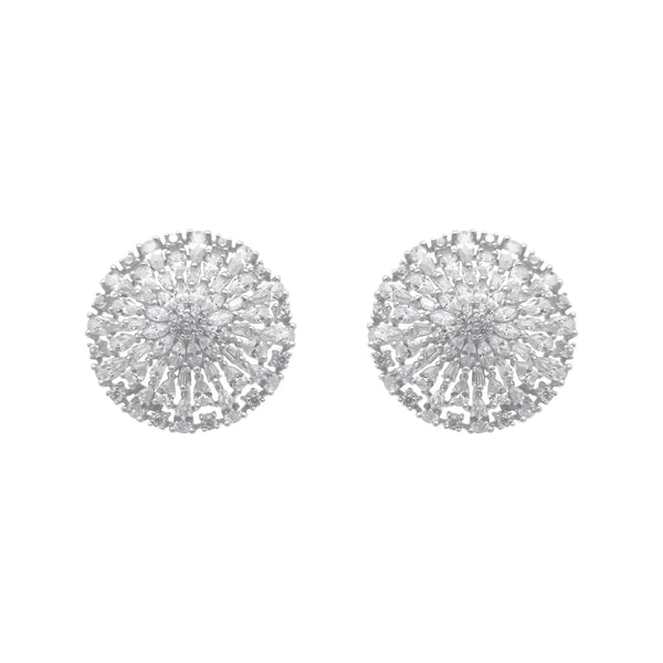 Sterling Silver Large CZ Cluster Circle Earrings