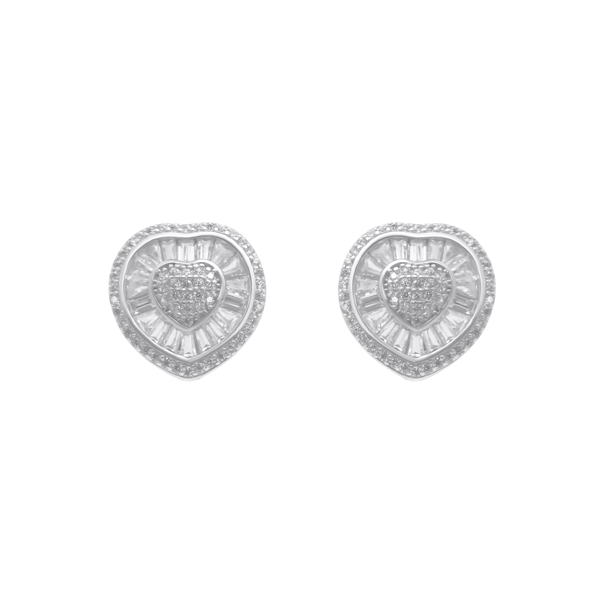 Sterling Silver Cluster Heart Earrings