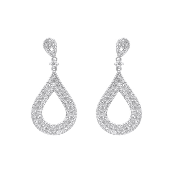 Sterling Silver Large Tear Drop CZ Earrings