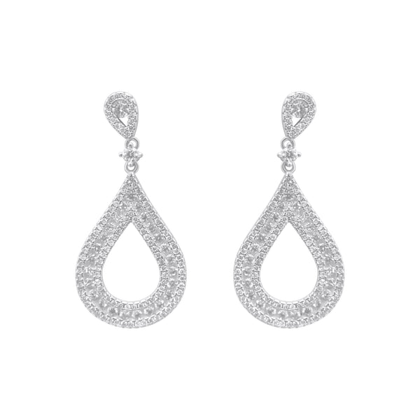 Sterling Silver Large Tear Drop CZ Earrings