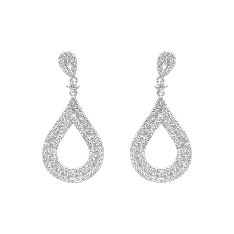 Sterling Silver Large Tear Drop CZ Earrings
