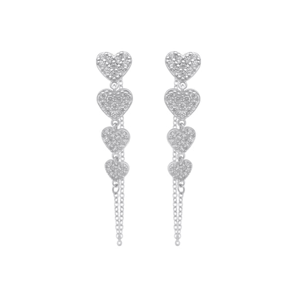 Sterling Silver 4 Heart Dangle Cuff Earrings
