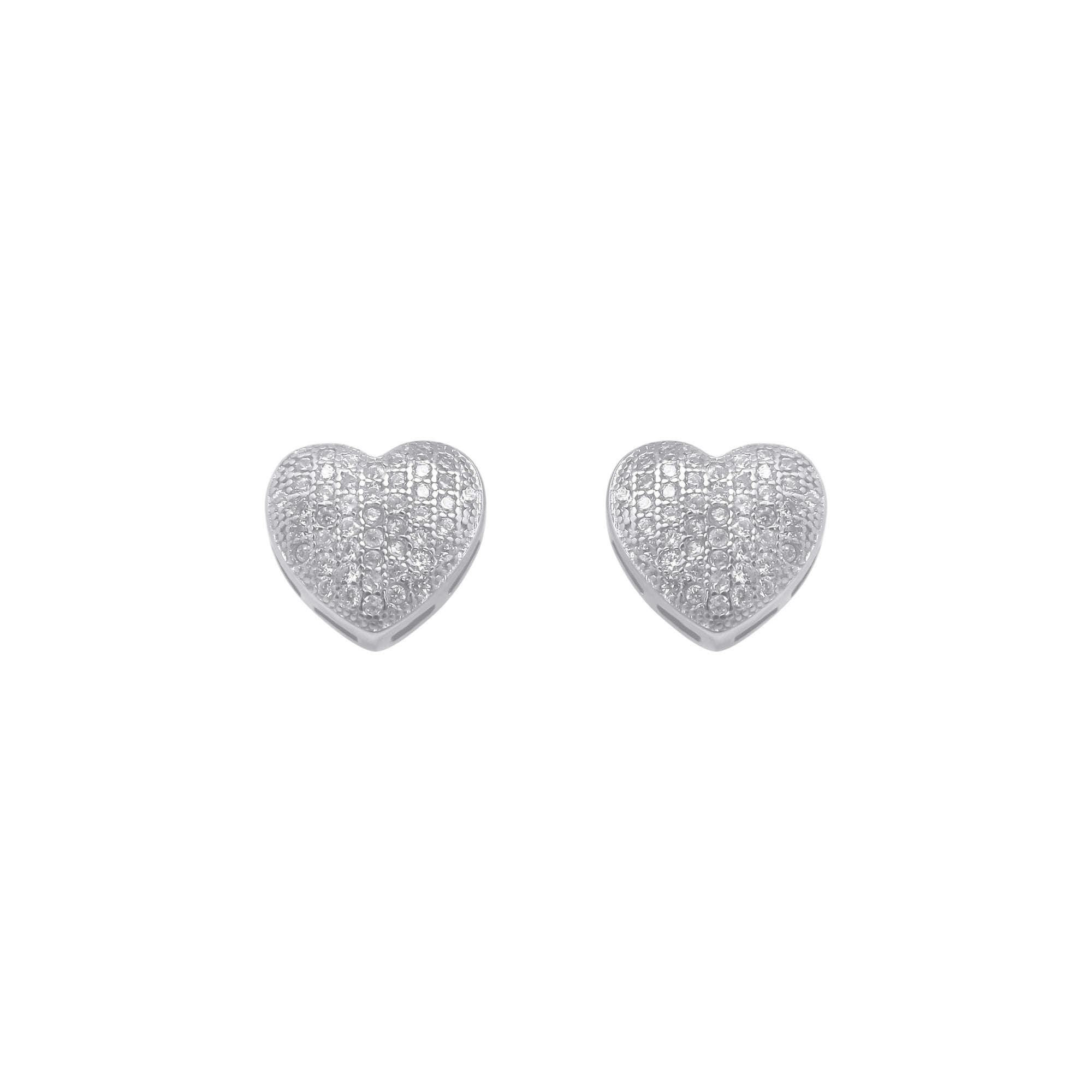 Sterling Silver Micro Pave Heart Earrings