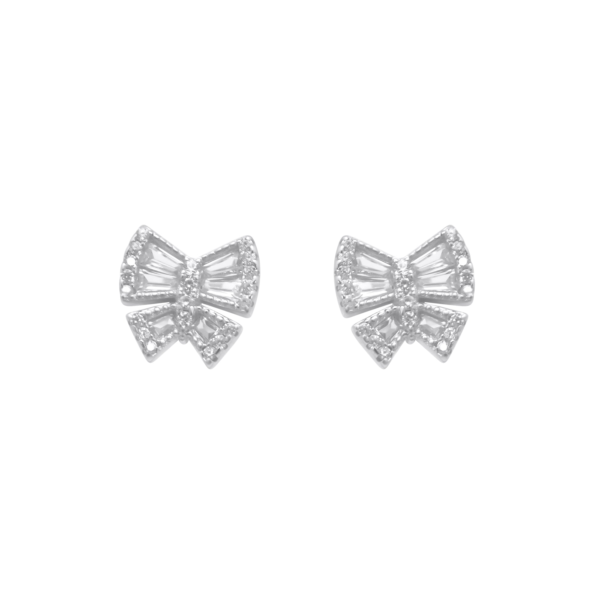 Sterling Silver Baguette Butterfly Earrings