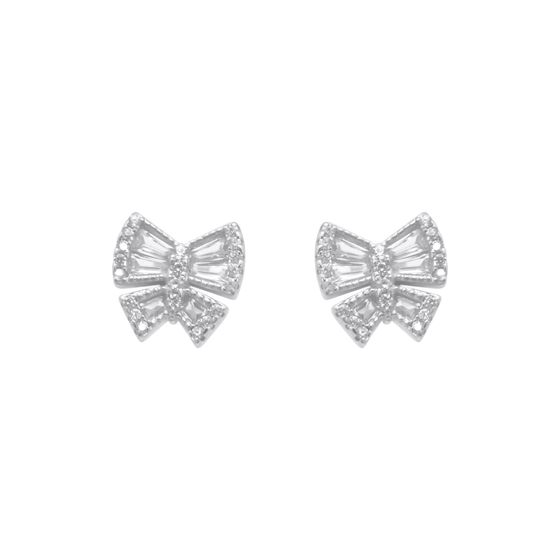 Sterling Silver Baguette Butterfly Earrings