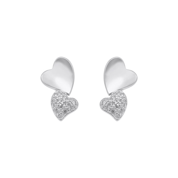 Sterling Silver Two Heart Stud Earrings