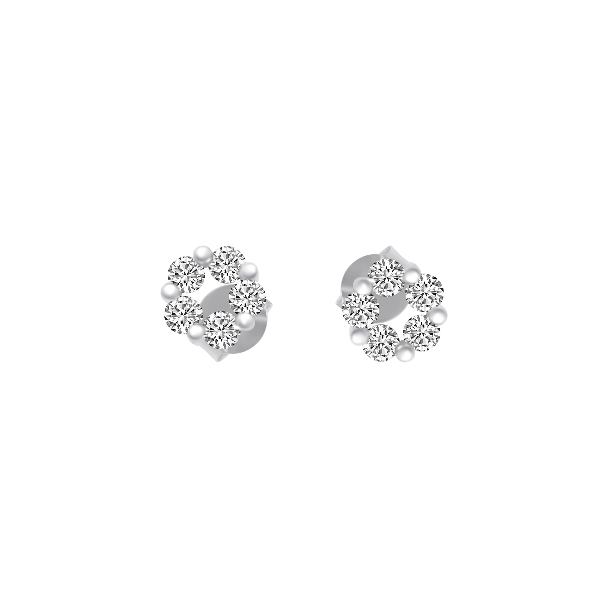 Sterling Silver Flower Stud CZ Earrings