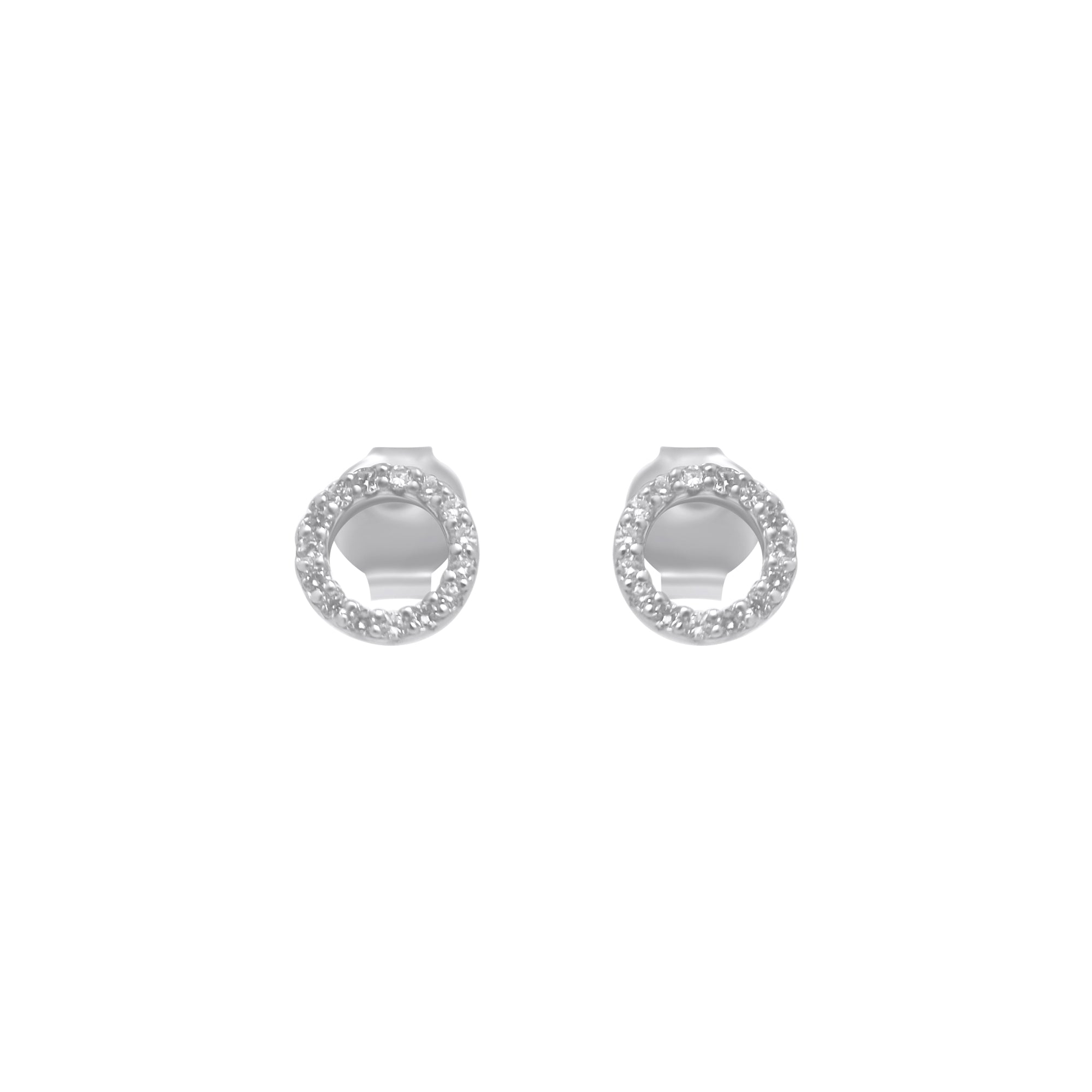 Sterling Silver Open Circle CZ Stud Earrings