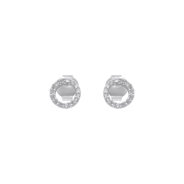 Sterling Silver Open Circle CZ Stud Earrings