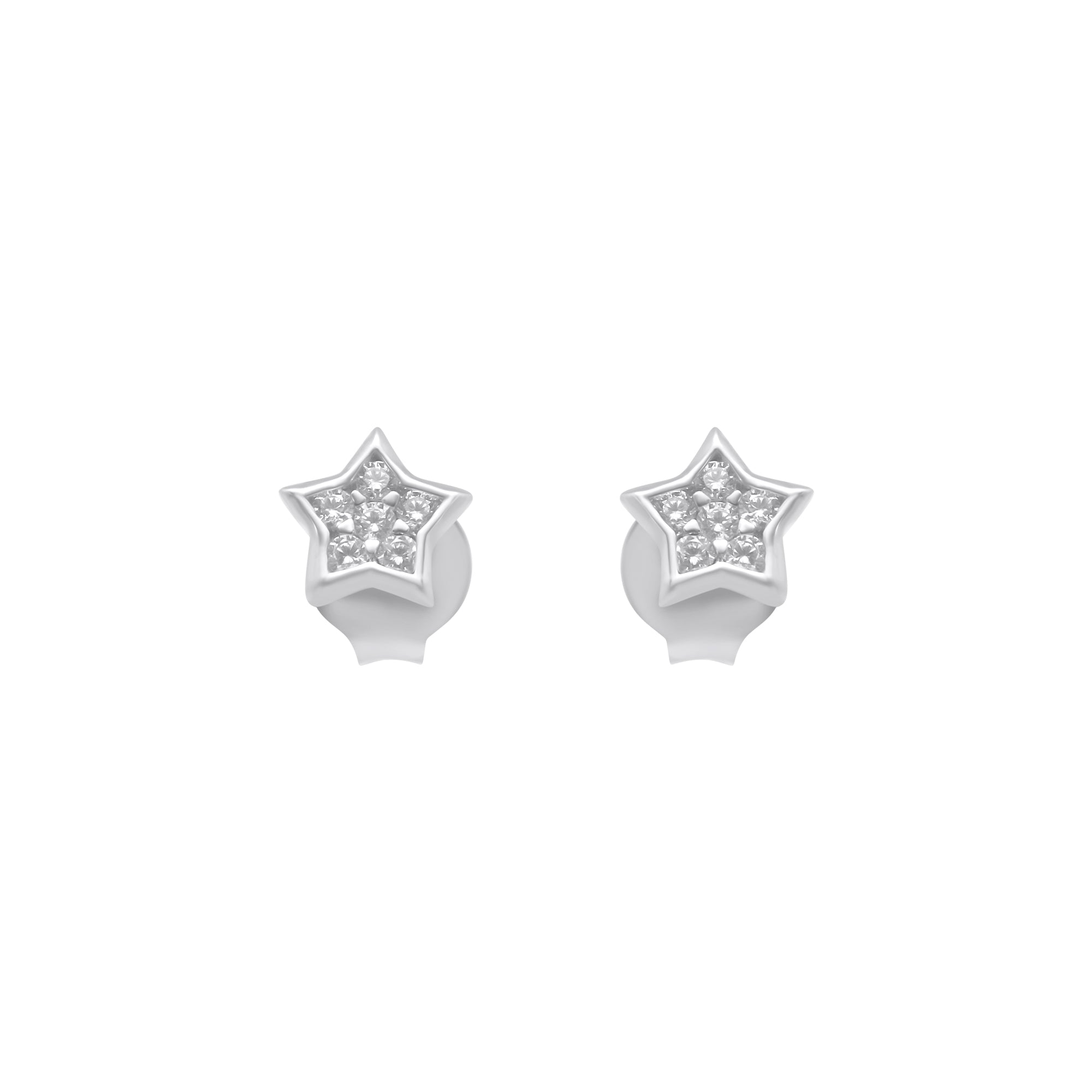 Sterling Silver Cluster CZ Star Stud Earrings