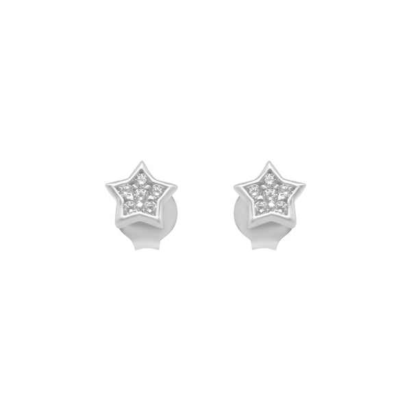 Sterling Silver Cluster CZ Star Stud Earrings