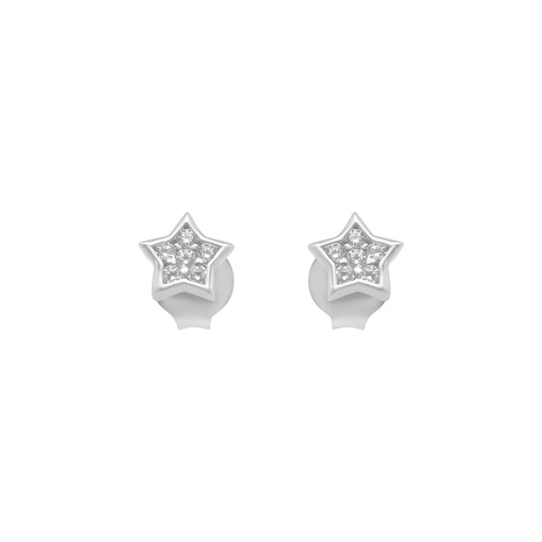 Sterling Silver Cluster CZ Star Stud Earrings