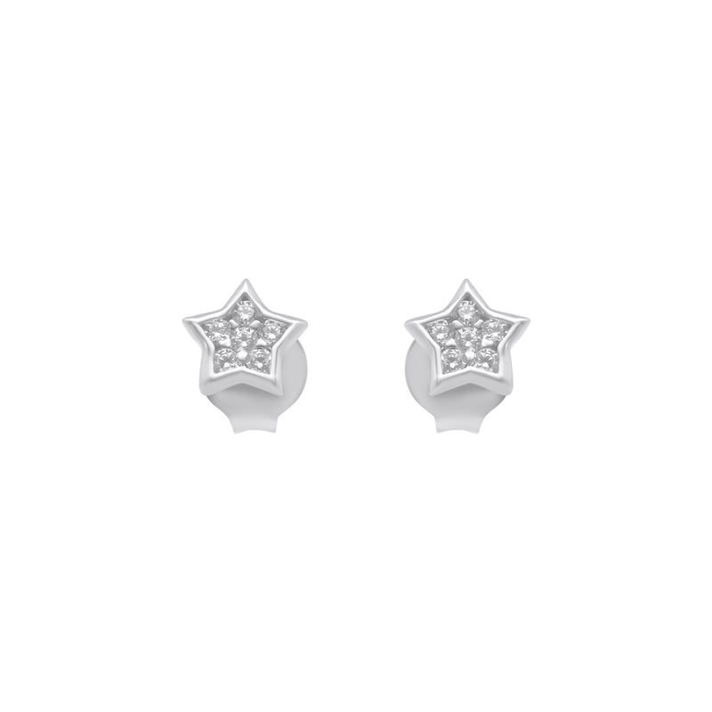 Sterling Silver Cluster CZ Star Stud Earrings
