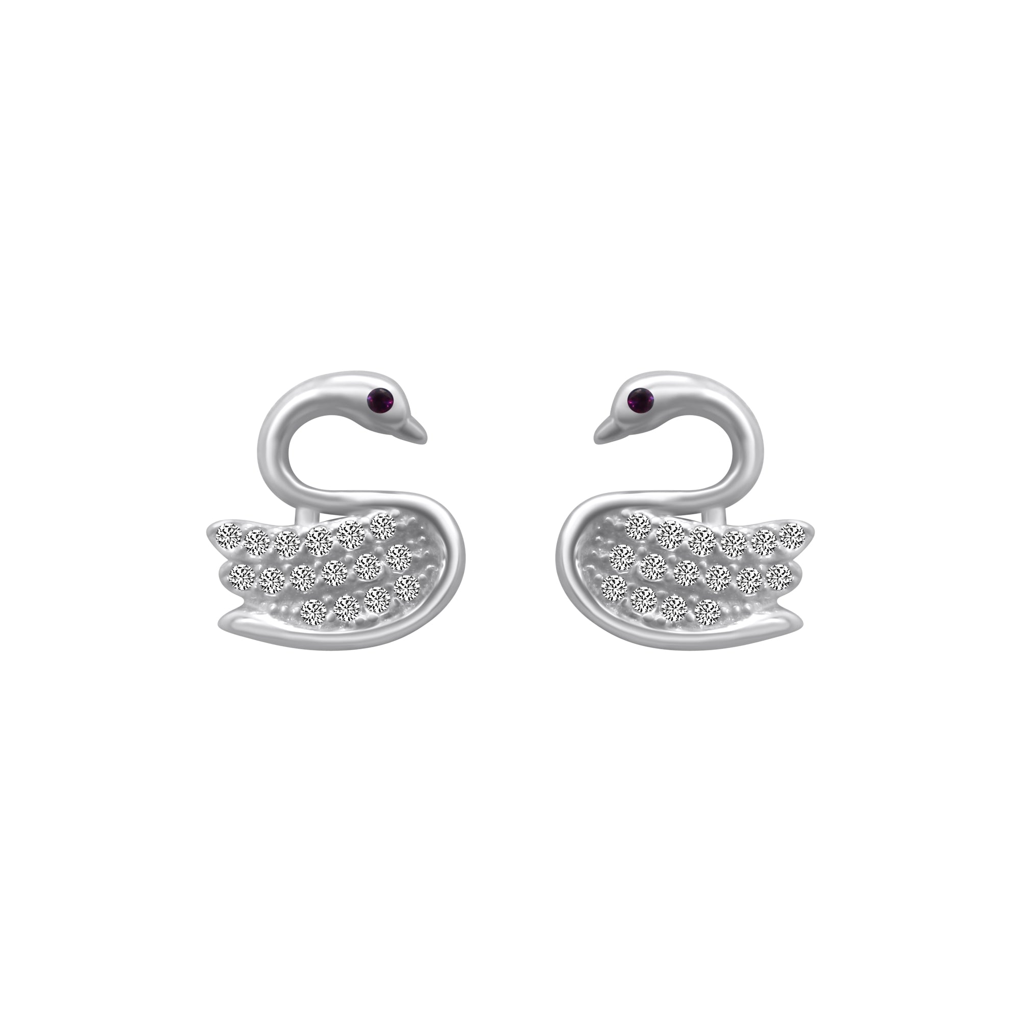Sterling Silver Swan Stud Earrings