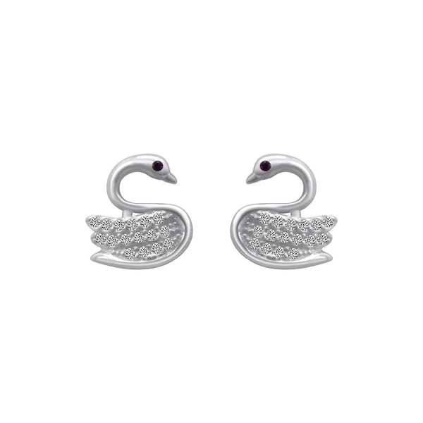 Sterling Silver Swan Stud Earrings