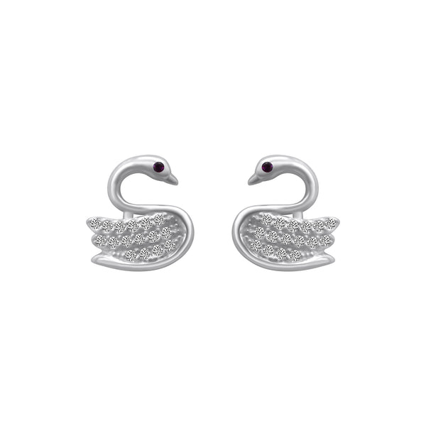 Sterling Silver Swan Stud Earrings