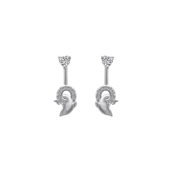 Sterling Silver CZ Dangle Dolphin Earrings