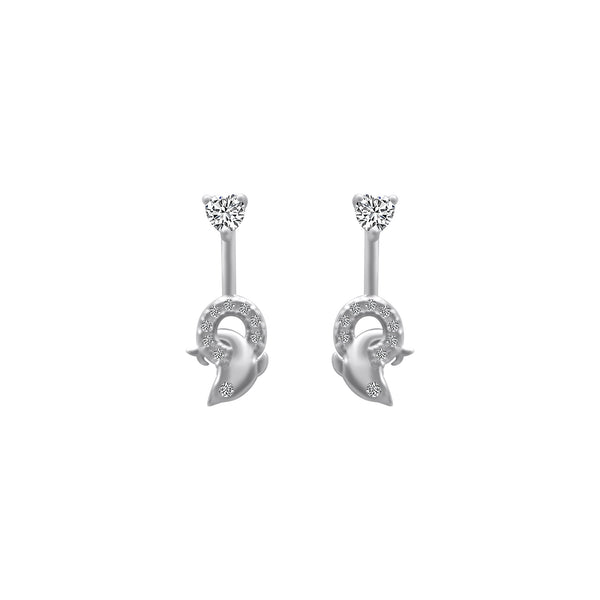 Sterling Silver CZ Dangle Dolphin Earrings