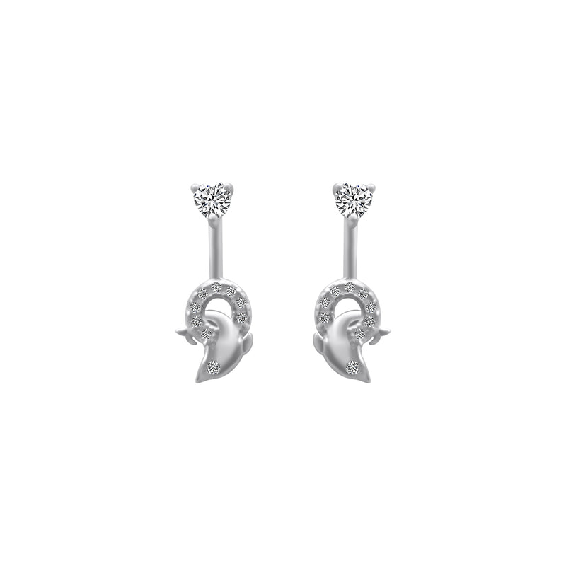 Sterling Silver CZ Dangle Dolphin Earrings