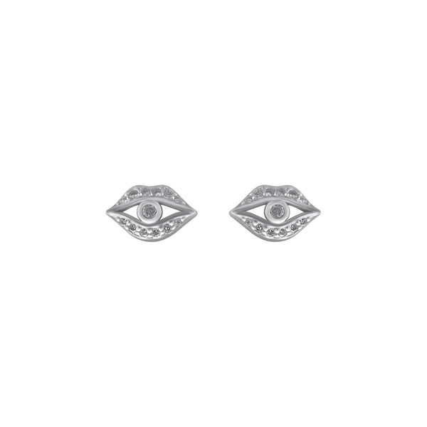 Sterling Silver Evil Eye Stud Earrings