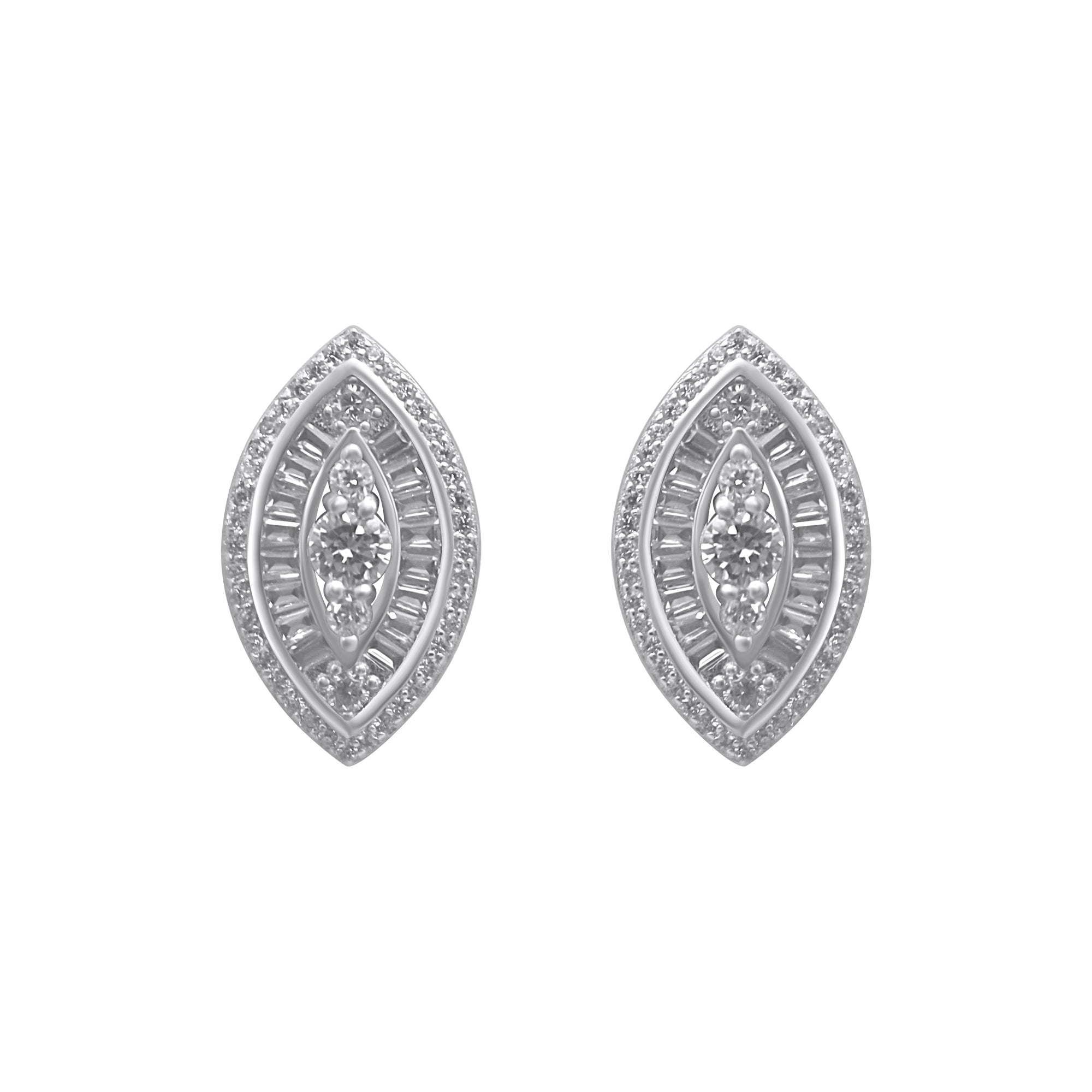 Sterling Silver Large Cluster CZ Evil Eye Earrings
