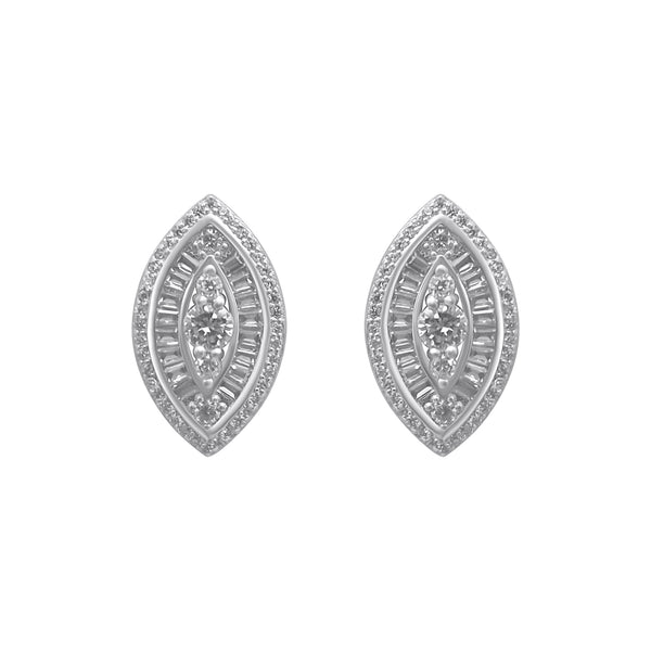 Sterling Silver Large Cluster CZ Evil Eye Earrings