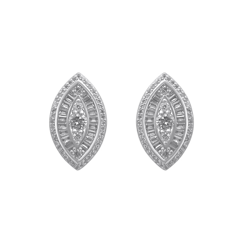Sterling Silver Large Cluster CZ Evil Eye Earrings