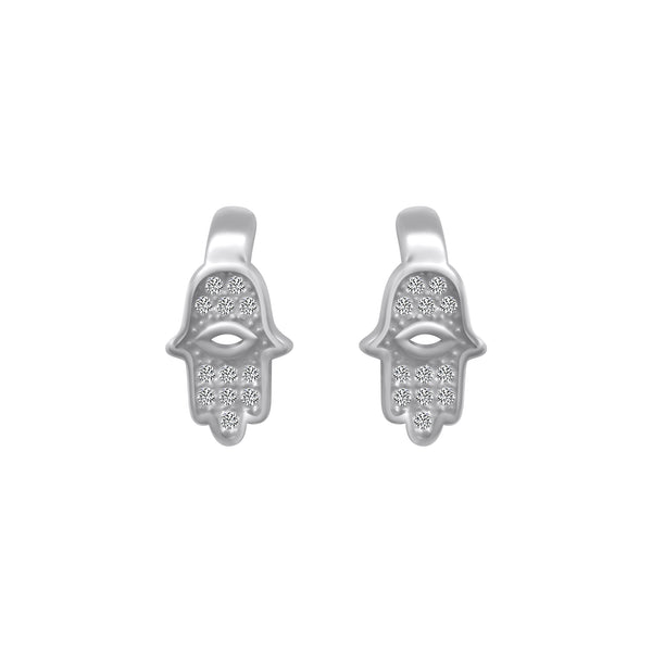 Sterling Silver Hamsa Hand Lever Back Earrings