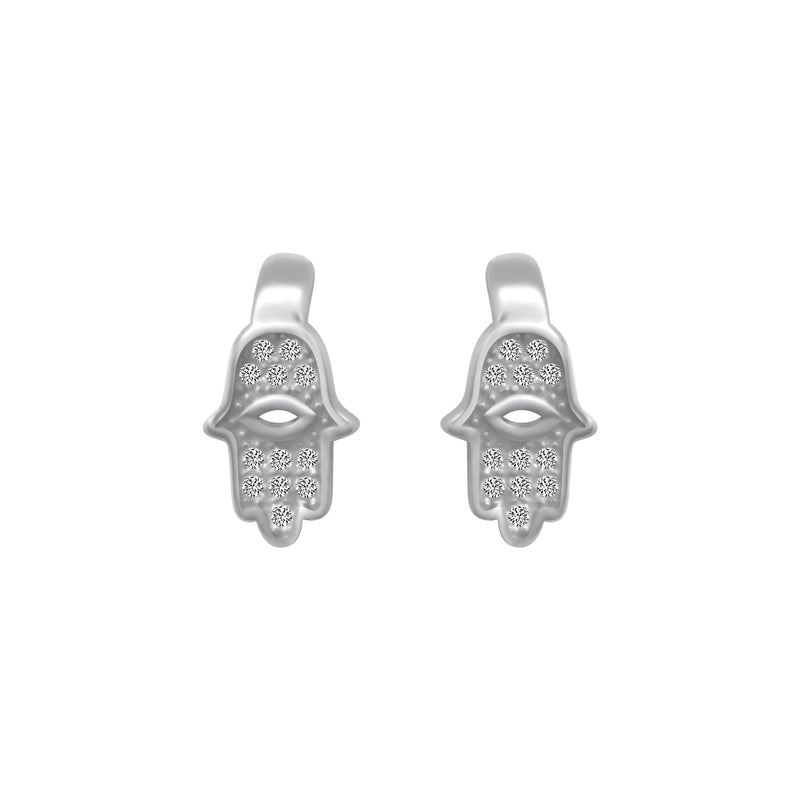 Sterling Silver Hamsa Hand Lever Back Earrings