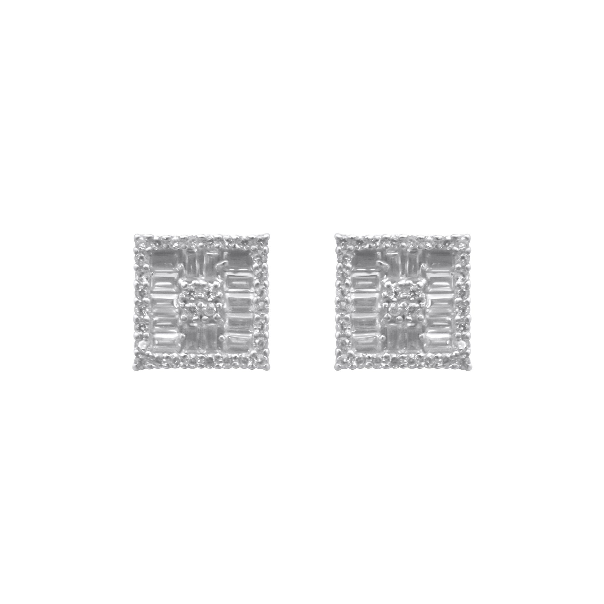 Sterling Silver Square CZ Earrings