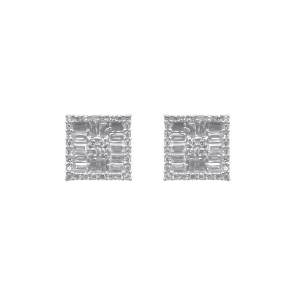 Sterling Silver Square CZ Earrings