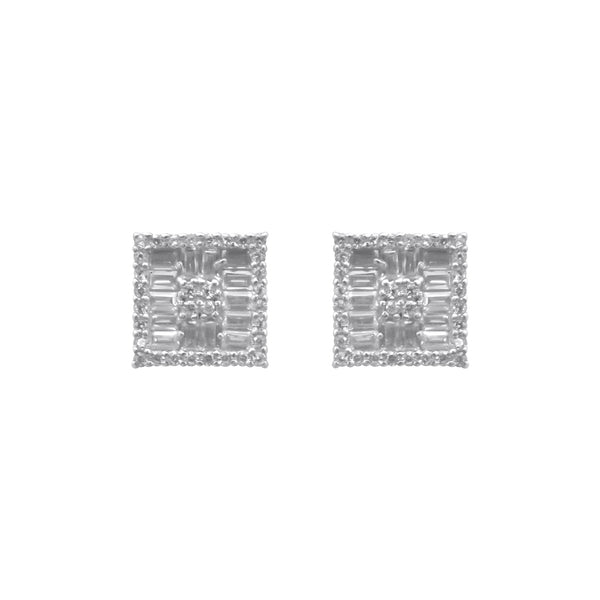 Sterling Silver Square CZ Earrings
