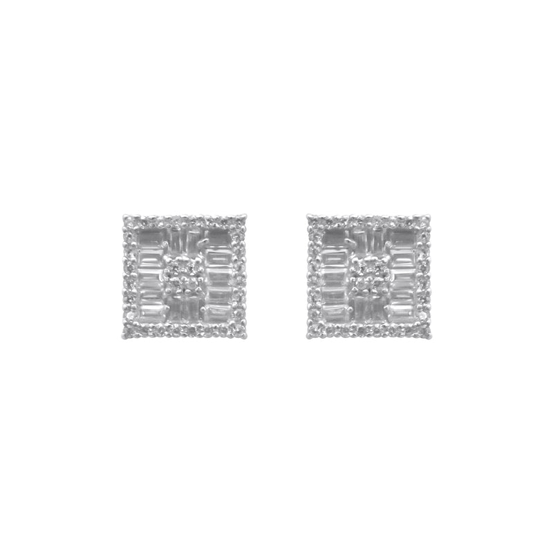 Sterling Silver Square CZ Earrings