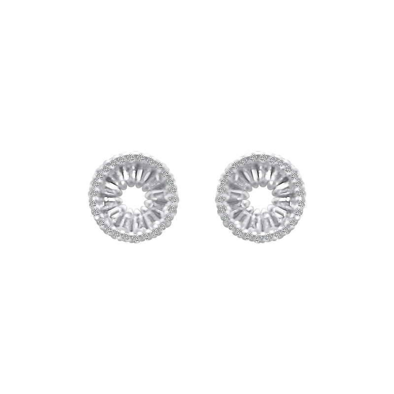 Sterling Silver Open Baguette CZ Border Circle Earrings