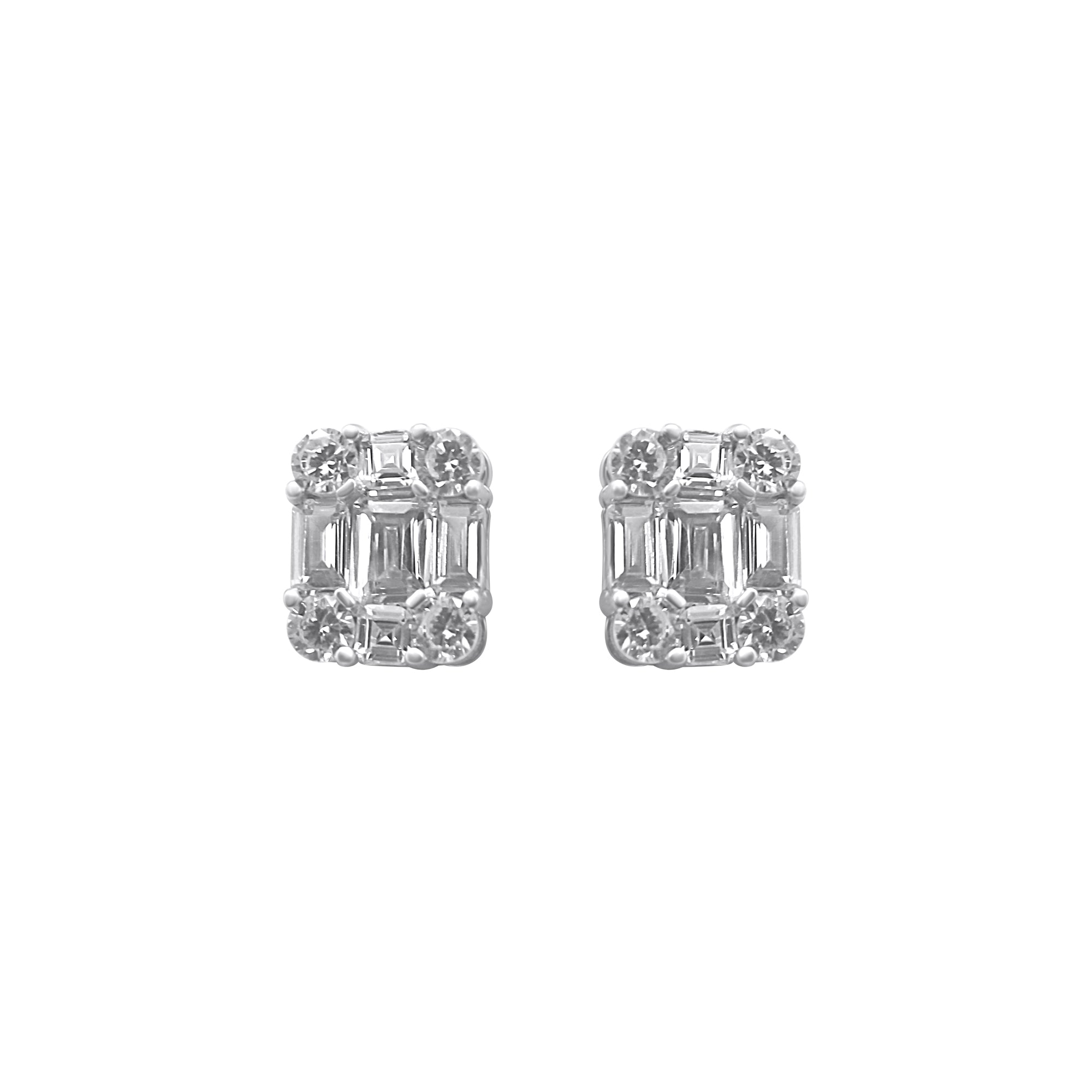 Sterling Silver Large CZ Rectangle Earrings