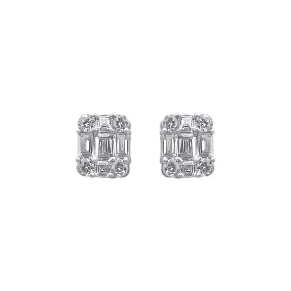 Sterling Silver Large Cz Rectangle Earrings