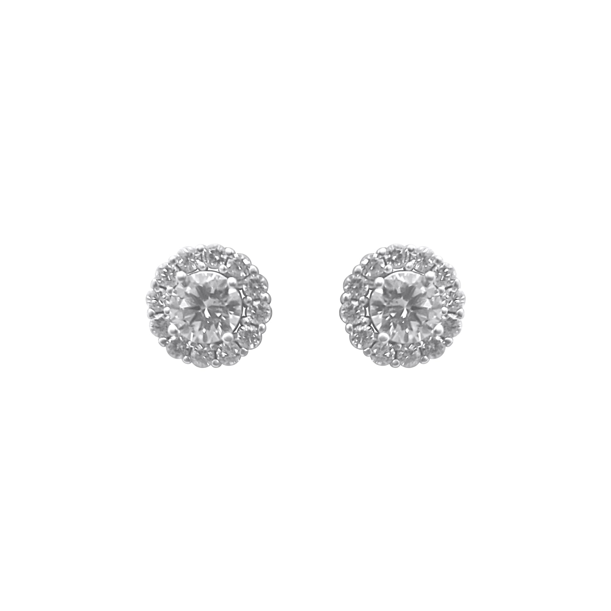 Sterling Silver Large CZ Border Circle Earrings