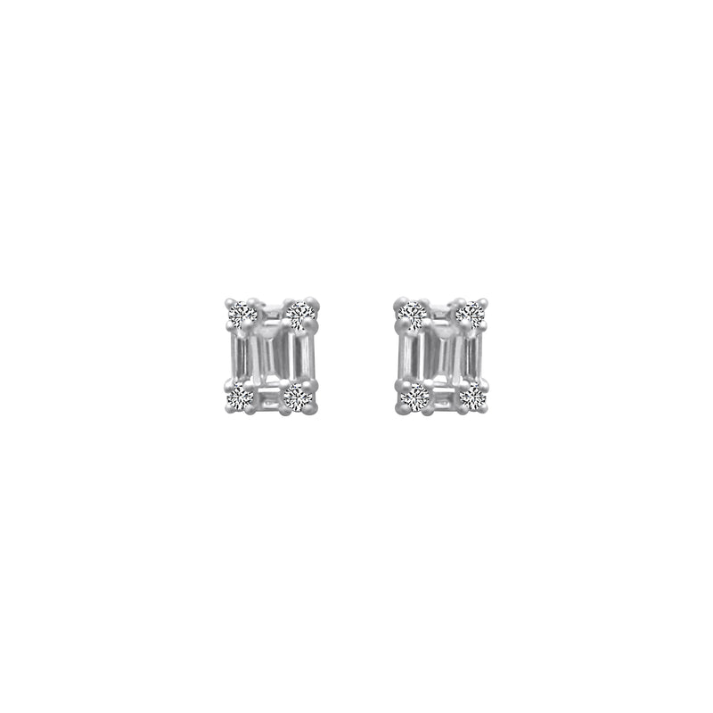 Sterling Silver Large CZ Rectangle CZ Earrings